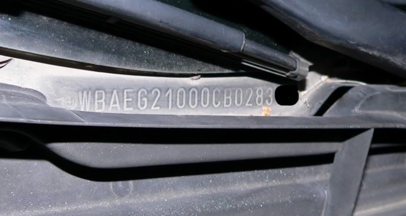 Where is the chassis number on a bmw e36
