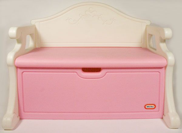 pink toy box bench