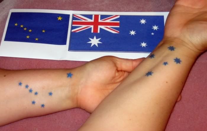  I have the star pattern from the Australia Flag (Southern Cross) and on 