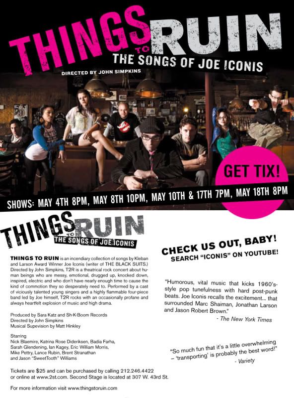 THINGS TO RUIN: The Songs of Joe Iconis at Second Stage Theatre
