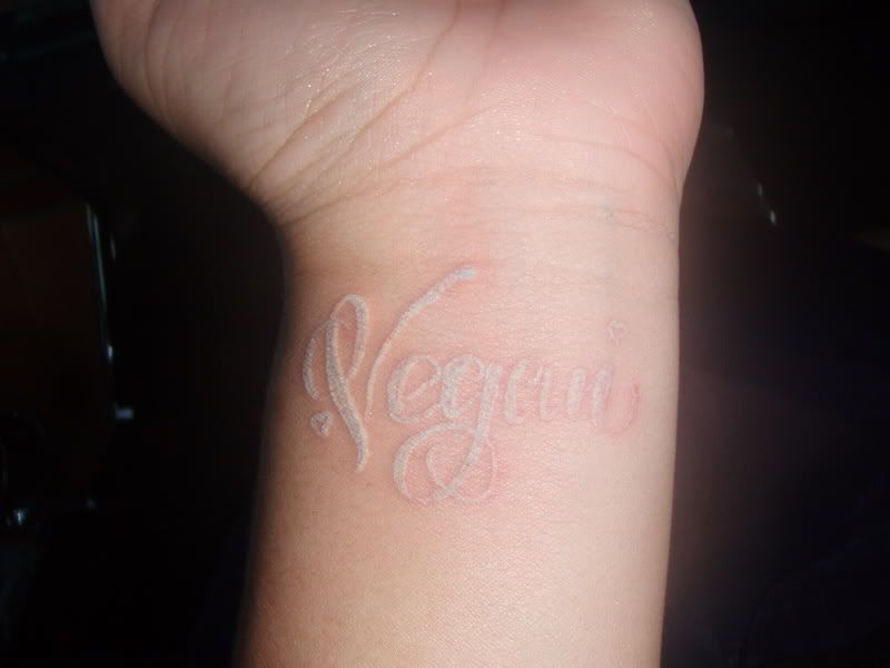 White Ink Vegan Tattoo. White Ink Vegan Tattoo. at 2:15 AM
