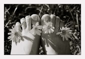 Flowered Feet in Black and White
