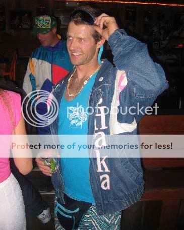   Way out below at a recent 80s party. Hes rocking his fanny pack