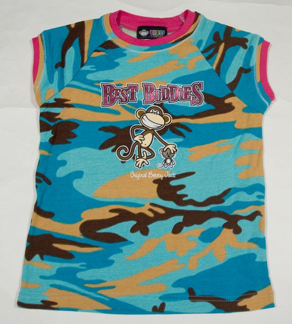 NEW BOBBY JACK MONKEY BEST BUDDIES BLUE CAMO SHIMMERY TOP SHIRT MEDIUM 