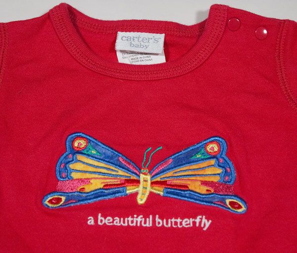 Carters Eric Carle Girls 3 6M Bodysuit Hungry Caterpillar Red Butterfly Outfit