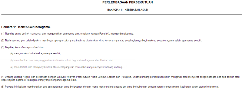 Perkara 11 Perlembagaan Persekutuan - Selaku pihak yang ...