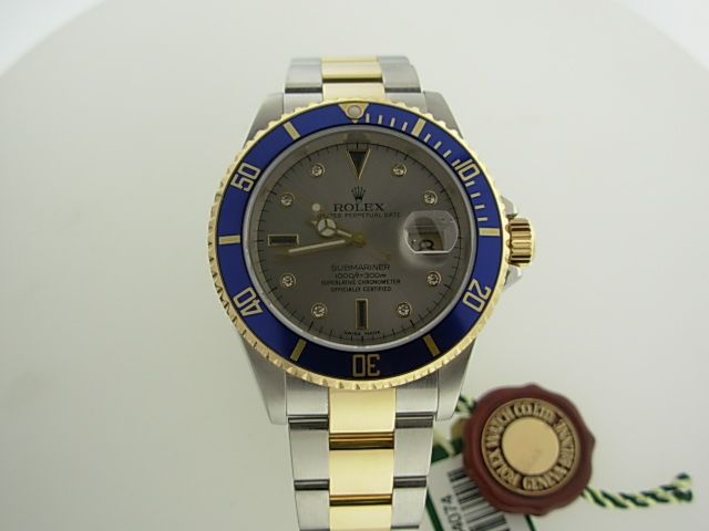 ROLEX SUBMARINER 18KT/STEEL GREY SERTI DIAMOND DIAL  