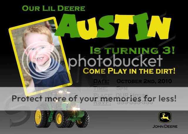 John Deere Custom Photo Invitations 5x7 Birthday Cards